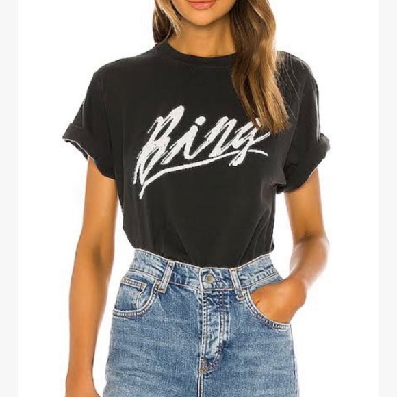 Anine Bing Tops - Anine Bing Lili Logo-print Cotton-jersey Tee